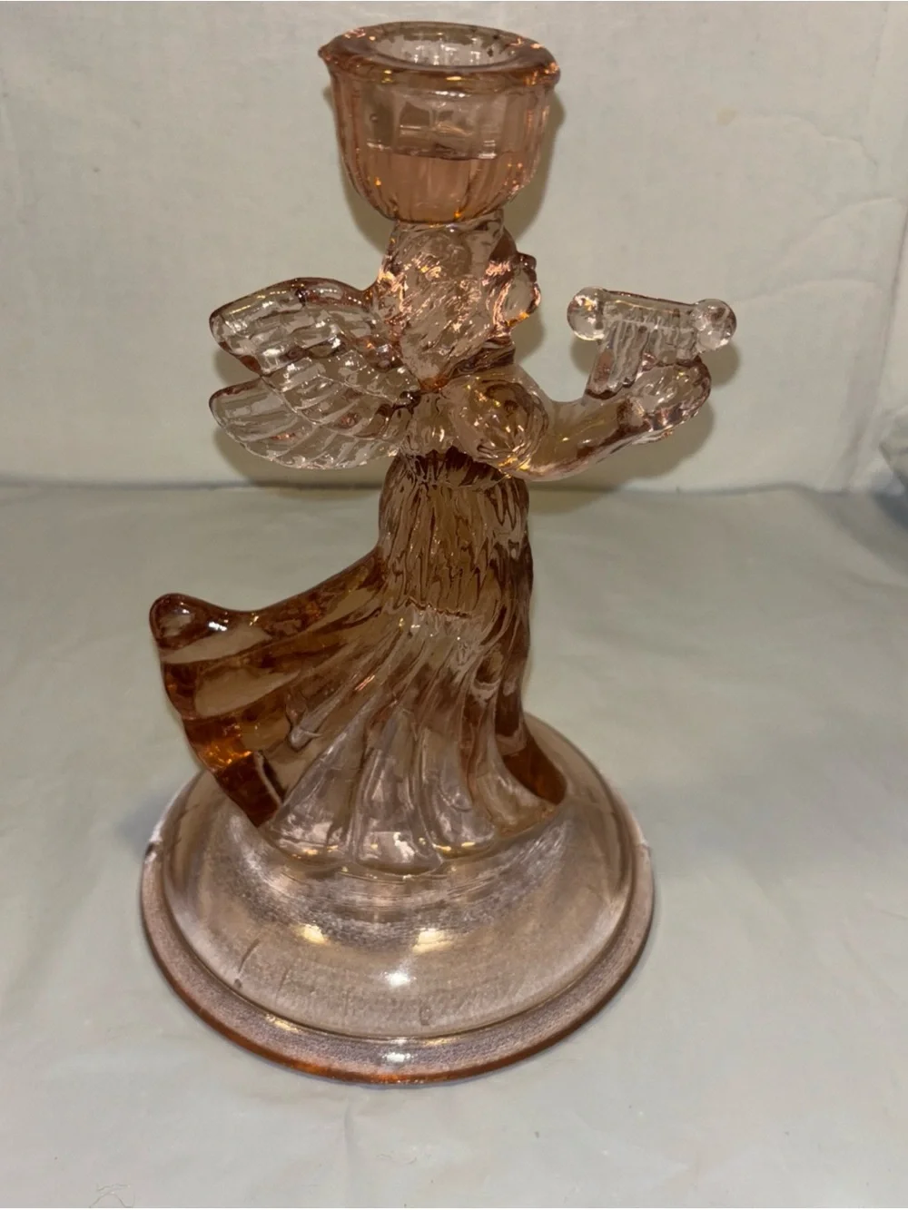 Vintage Angle Depression ERA 8”in Pink Angel Candlestick Holder